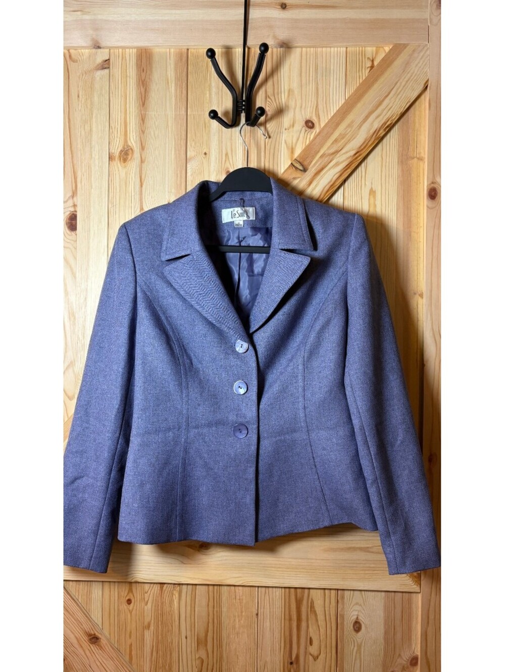 Le Suit Purple Herringbone Blazer Women's Size 10